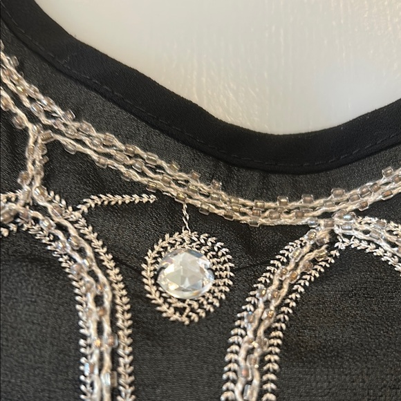 Embellished Sheer Black Sleeveless Top - Picture 4 of 6